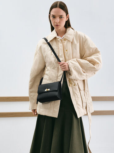 Túi đeo chéo phom chữ nhật Chance, Đen, hi-res