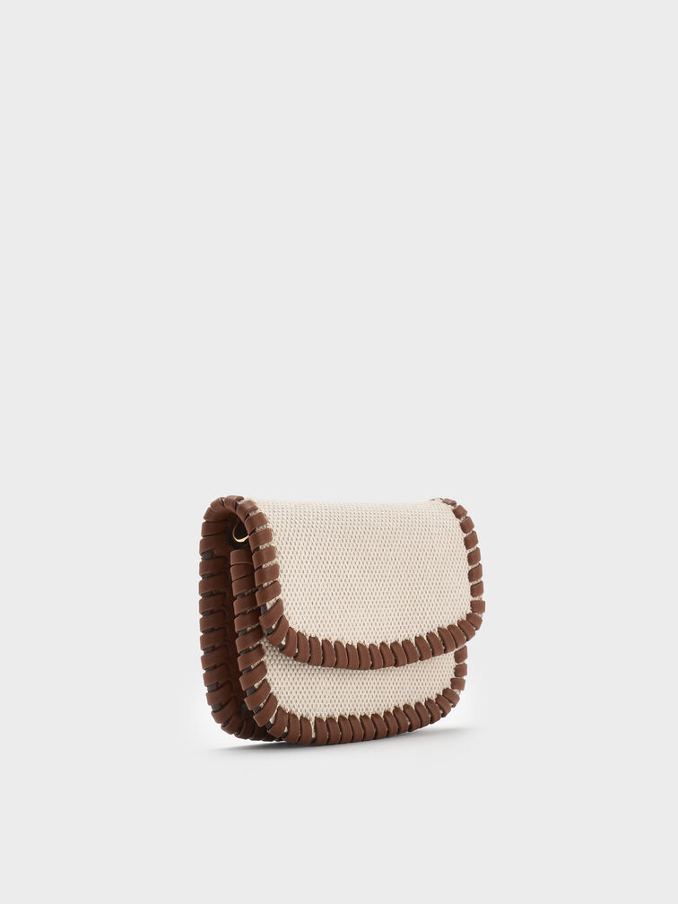 V&iacute; ngắn nắp gập Blume Canvas Braided, Taupe Canvas, hi-res