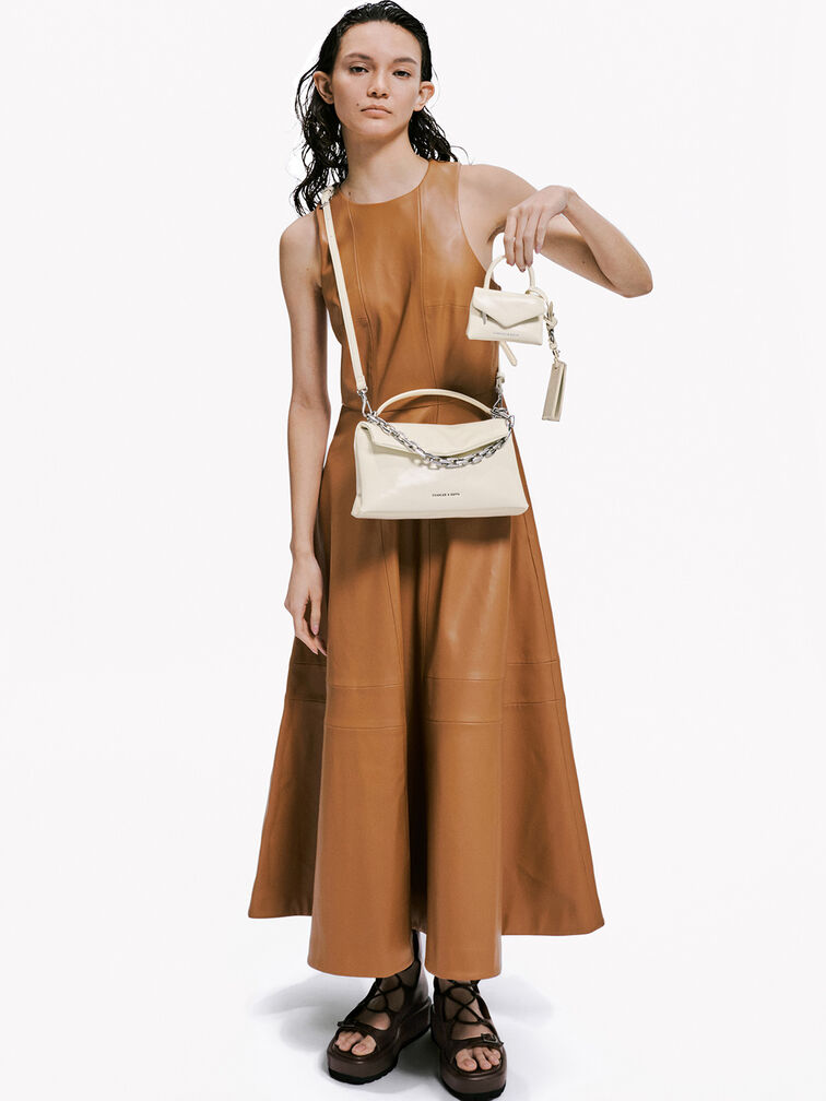 T&uacute;i x&aacute;ch h&igrave;nh thang Andromeda Chunky-Chain Top, Kem, hi-res