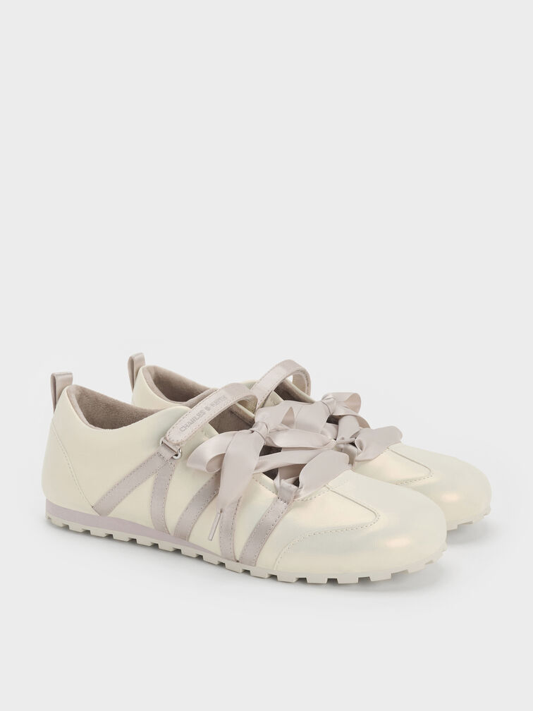 Gi&agrave;y sneakers cổ thấp Silko Pearlescent, Phấn, hi-res