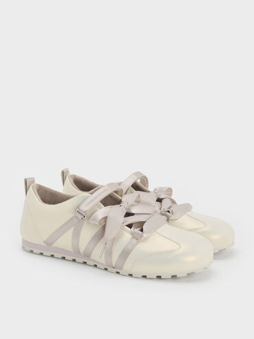 Gi&agrave;y sneakers cổ thấp Silko Pearlescent, Phấn, hi-res