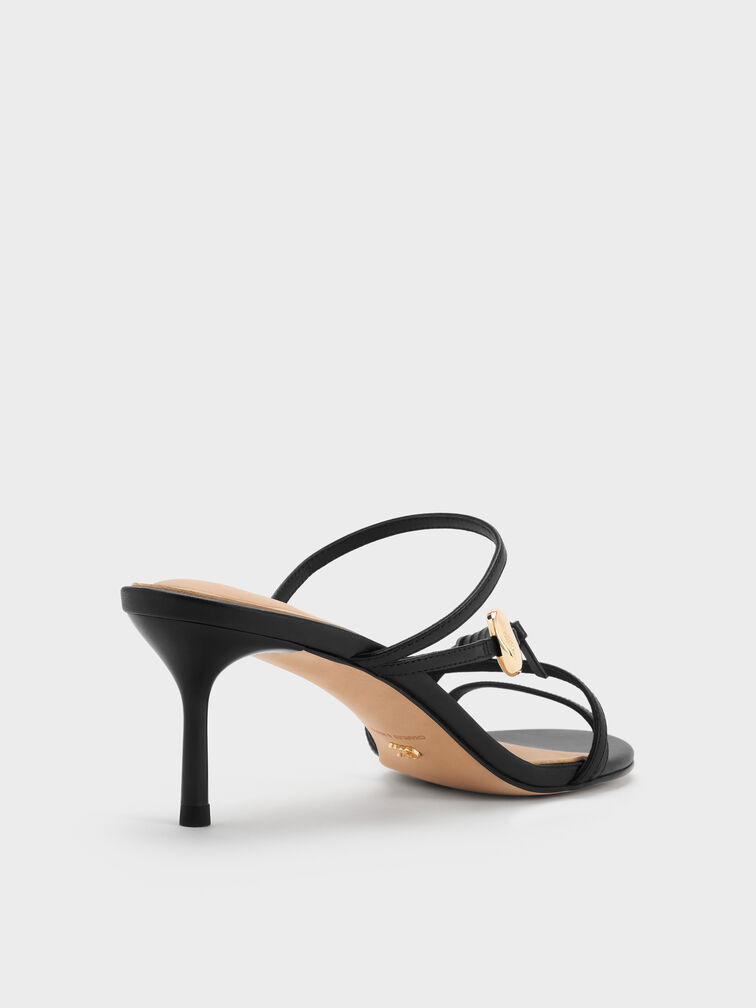 Adema Leather Strappy Heeled Mules, Black, hi-res