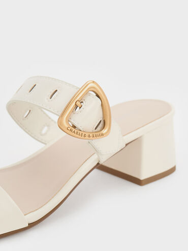 Sepphe Metallic Buckle Heeled Mules, Chalk, hi-res