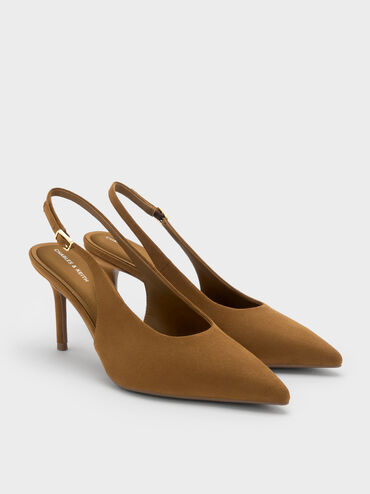 Emelia Faux Suede Slingback Pumps, Camel, hi-res