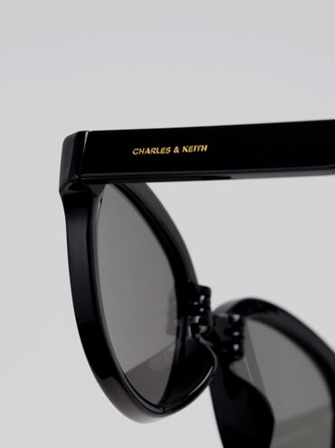 Brea Round Sunglasses, Black, hi-res