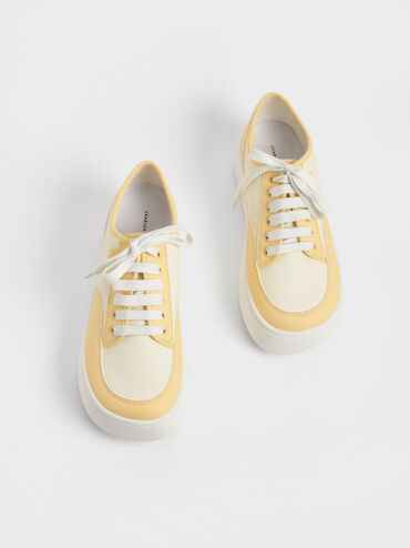 Skye Two-Tone Cotton Sneakers, Yellow, hi-res