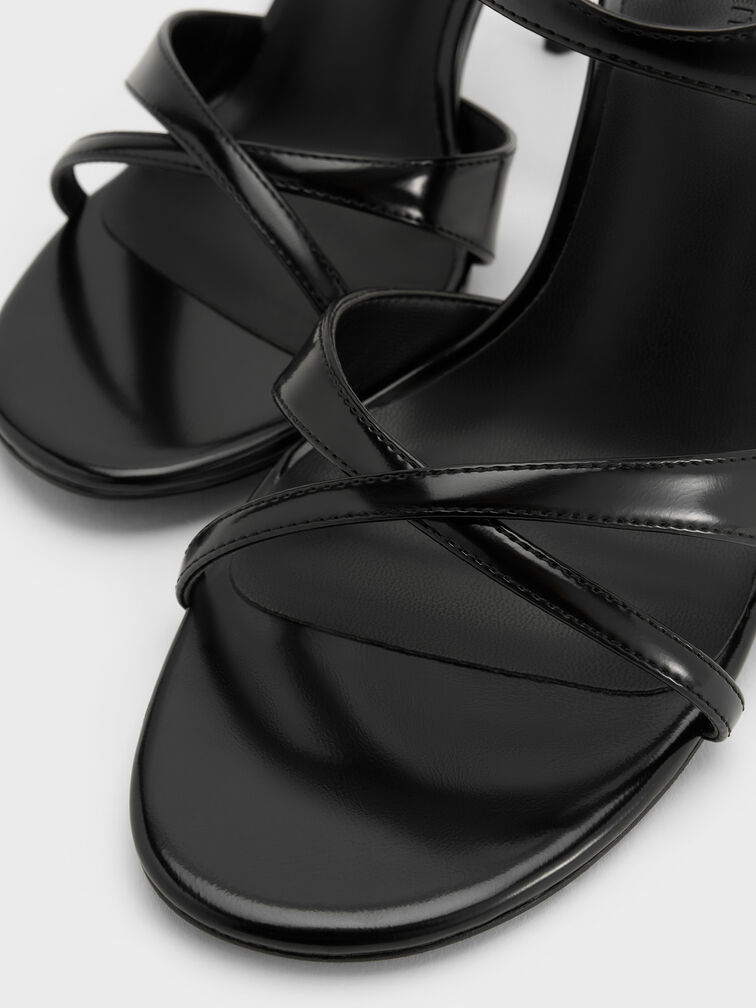 Gi&agrave;y sandals cao g&oacute;t Crossover, Đen b&oacute;ng nh&aacute;m, hi-res