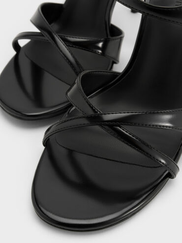 Gi&agrave;y sandals cao g&oacute;t Crossover, Đen b&oacute;ng nh&aacute;m, hi-res