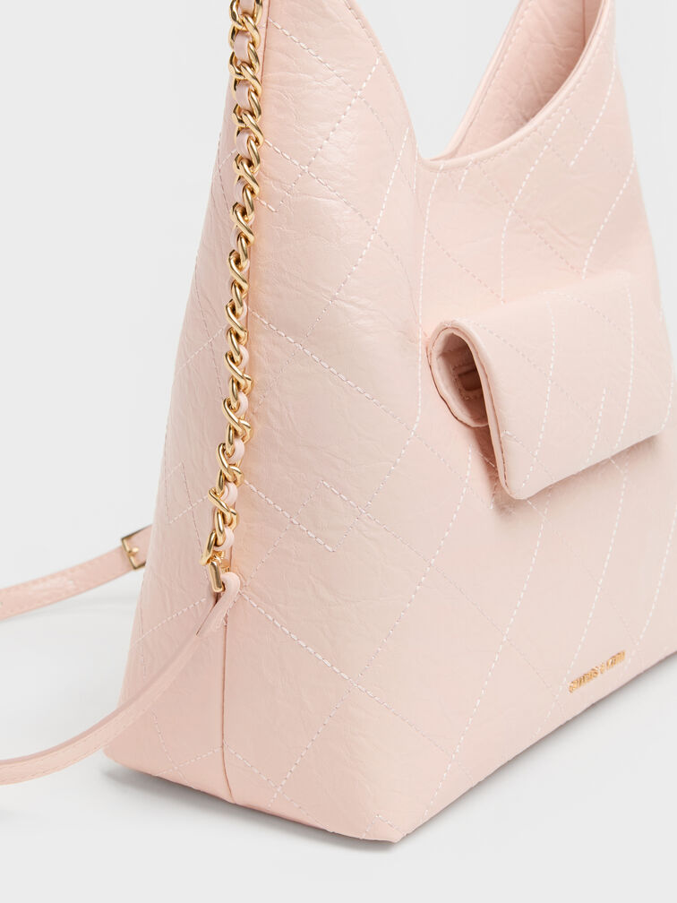 T&uacute;i đeo vai Duo Quilted Front-Pocket, Soft Pink, hi-res