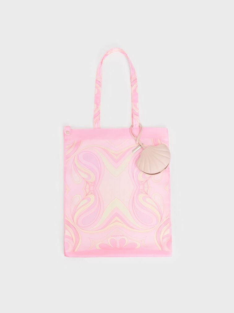 M&oacute;c kho&aacute; t&uacute;i x&aacute;ch Seashell Swirl-Print, Hồng, hi-res