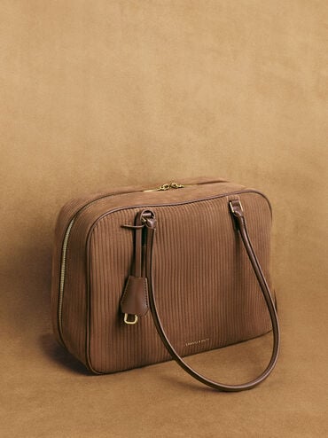 T&uacute;i đeo vai phom chữ nhật Large Sianna, N&acirc;u mocha, hi-res