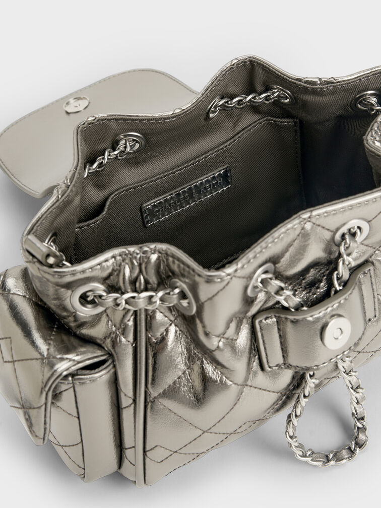 Balo nắp gập Duo Quilted Two-Way, Xám be, hi-res