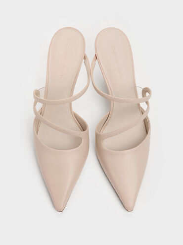 Arden Pointed Wavy Heeled Mules, Light Pink, hi-res
