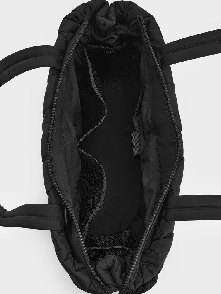 T&uacute;i tote h&igrave;nh thang Nylon Chevron, Jet Black, hi-res
