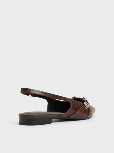 Gi&agrave;y sandals đế thấp Aira, N&acirc;u đậm, hi-res