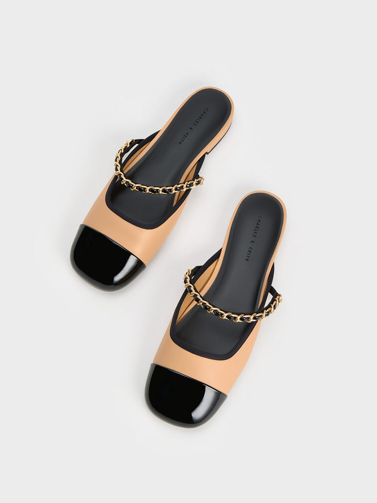 Gi&agrave;y mules mũi vu&ocirc;ng Patent, Be, hi-res