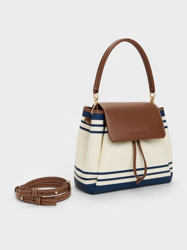 Balo nắp gập Hanya Canvas Striped, Nhiều m&agrave;u, hi-res