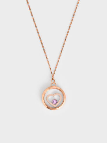 Malorie Crystal Heart Necklace, Rose Gold, hi-res