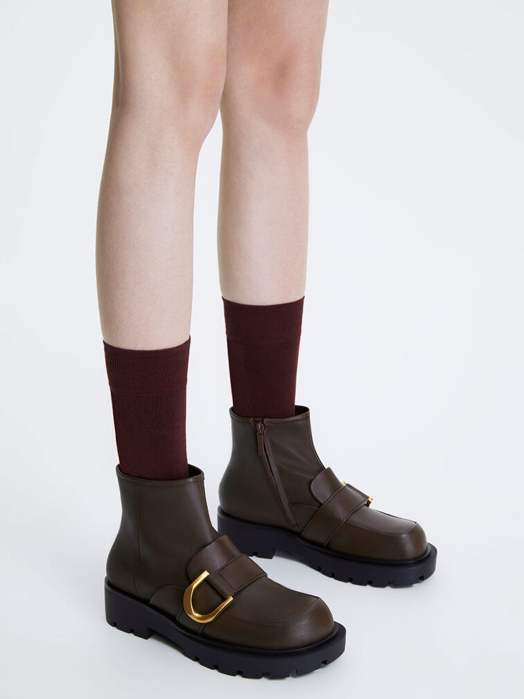 Gabine Loafer Ankle Boots, Dark Brown, hi-res