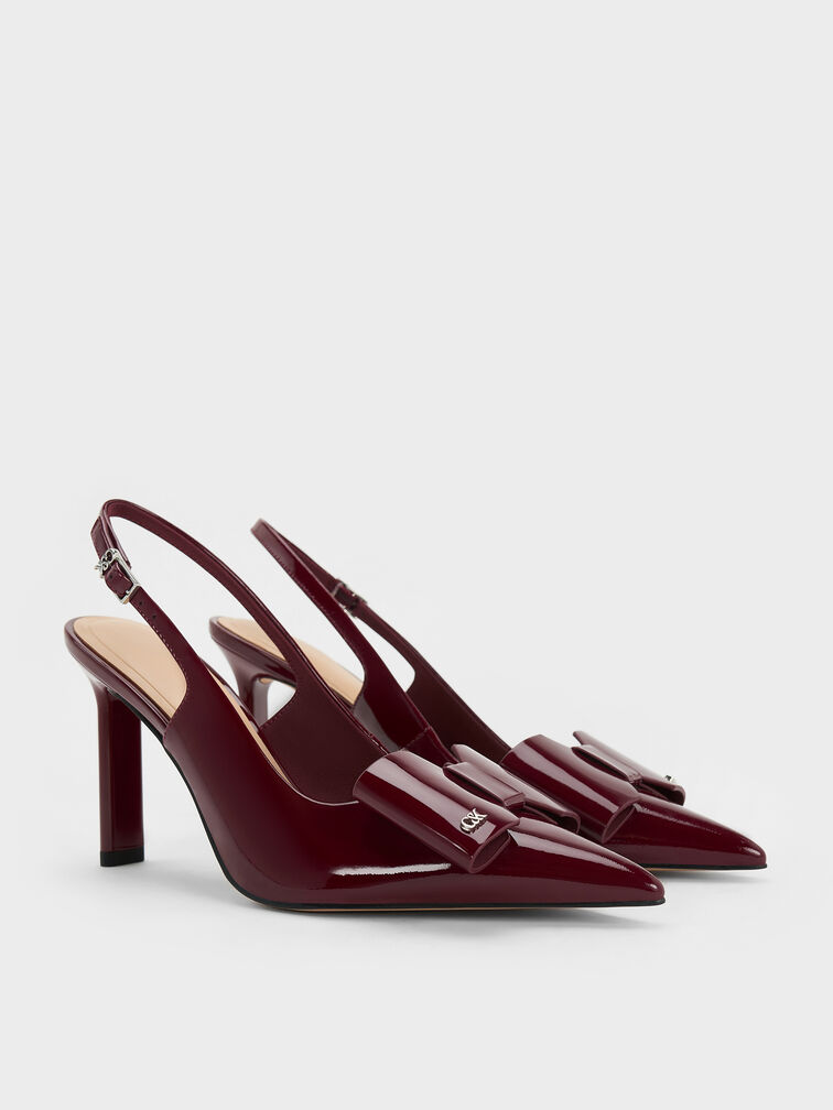 Giày sandals cao gót Lu Patent Leather, Đỏ burgundy, hi-res
