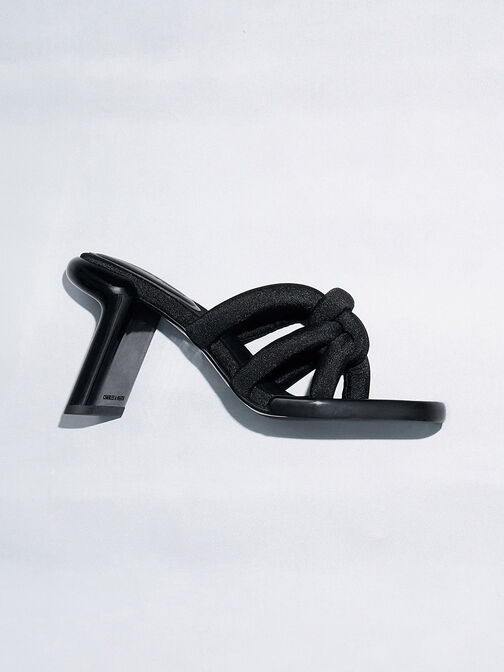 Giày sandals cao gót Toni Puffy-Strap, Đen họa tiết, hi-res