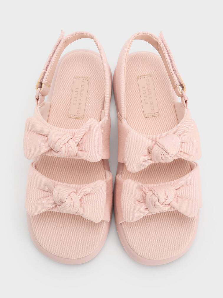 Gi&agrave;y sandals b&eacute; g&aacute;i Twill Bow, Hồng nhạt, hi-res