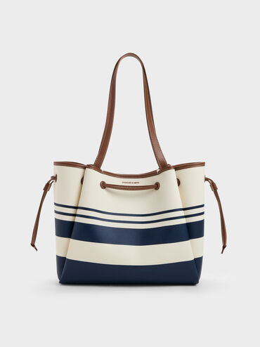 T&uacute;i tote Hanya Canvas Striped, Nhiều m&agrave;u, hi-res