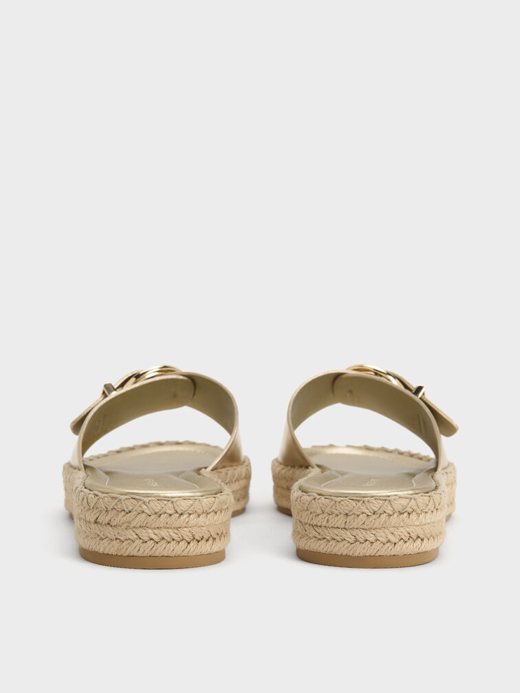 Kaida Metallic Buckled Espadrille Sandals, Light Gold, hi-res