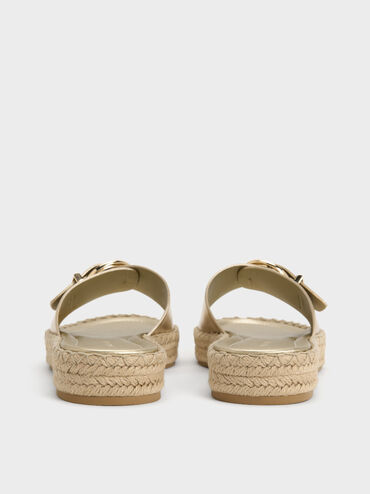 Kaida Metallic Buckled Espadrille Sandals, Light Gold, hi-res