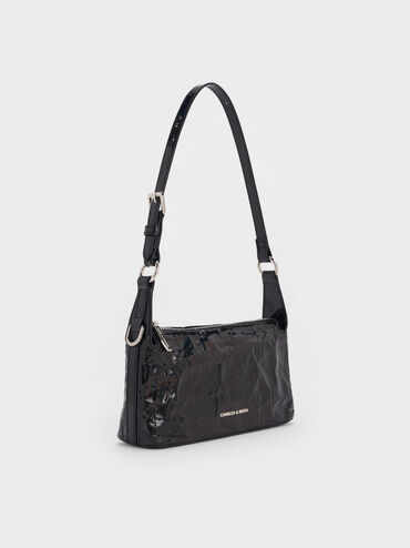 Lark Patent Crinkle-Effect Shoulder Bag, Prism Noir, hi-res