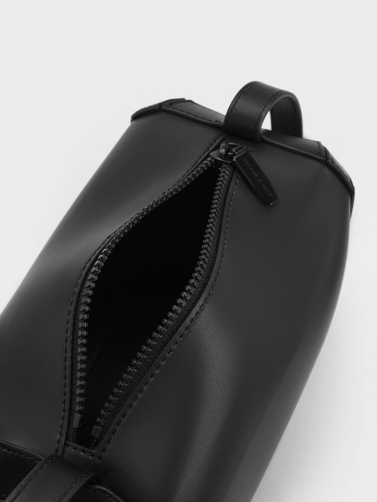 Geometric Boxy Shoulder Bag, Black, hi-res