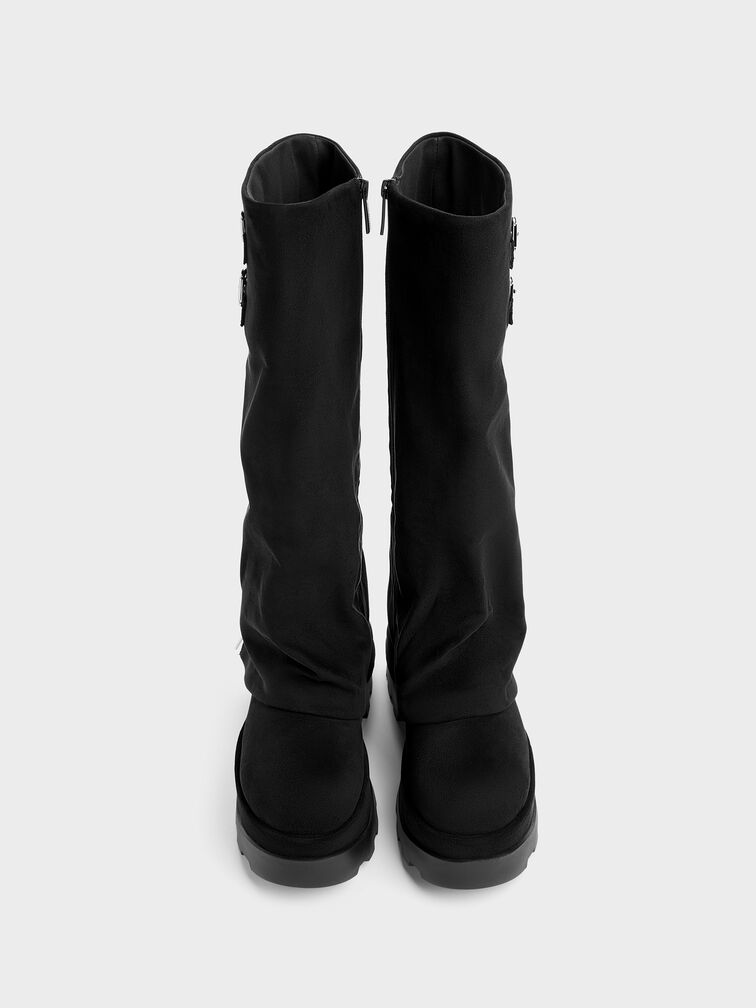 Boots cổ cao đế xuồng Barron, Đen họa tiết, hi-res