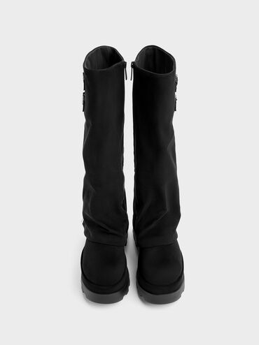 Boots cổ cao đế xuồng Barron, Đen họa tiết, hi-res