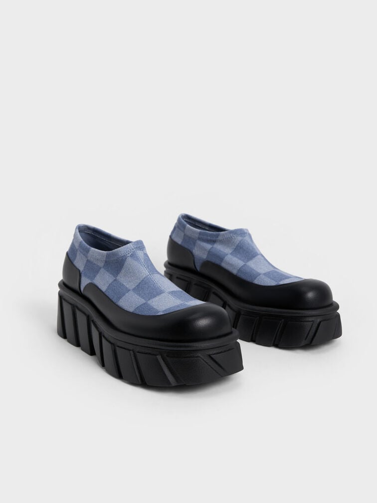 Giày sneakers nữ Aberdeen Checkered Denim Slip-On, Nhiều màu, hi-res