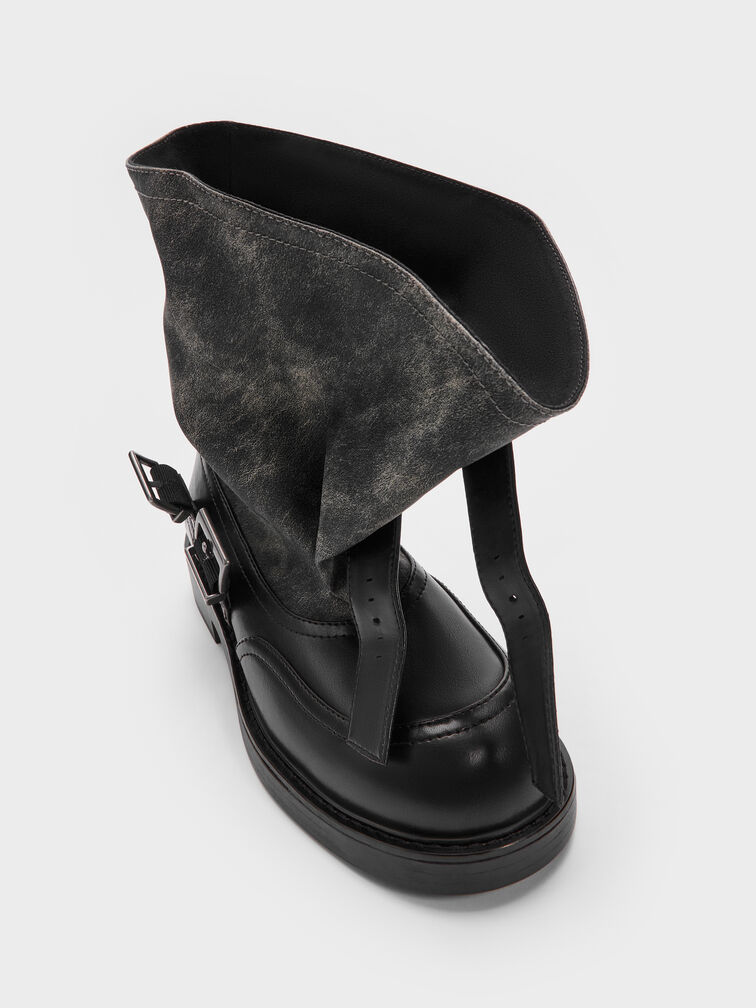 Aether Buckled Calf Boots, Dark Grey, hi-res
