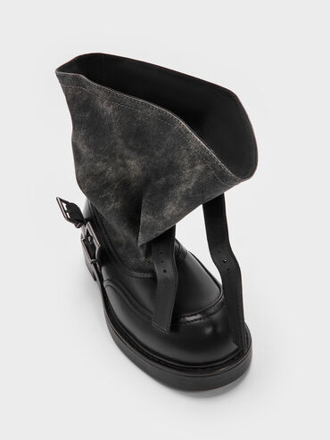 Aether Buckled Calf Boots, Dark Grey, hi-res