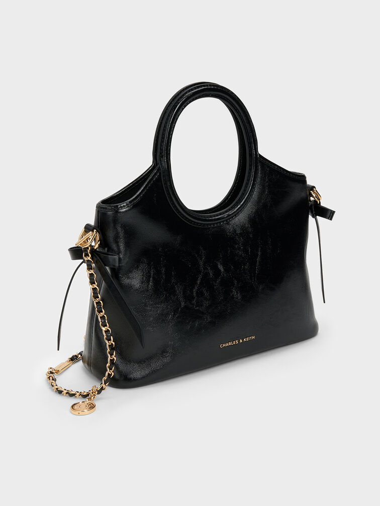 T&uacute;i tote Dalia Bow Oval-Handle, Đen, hi-res