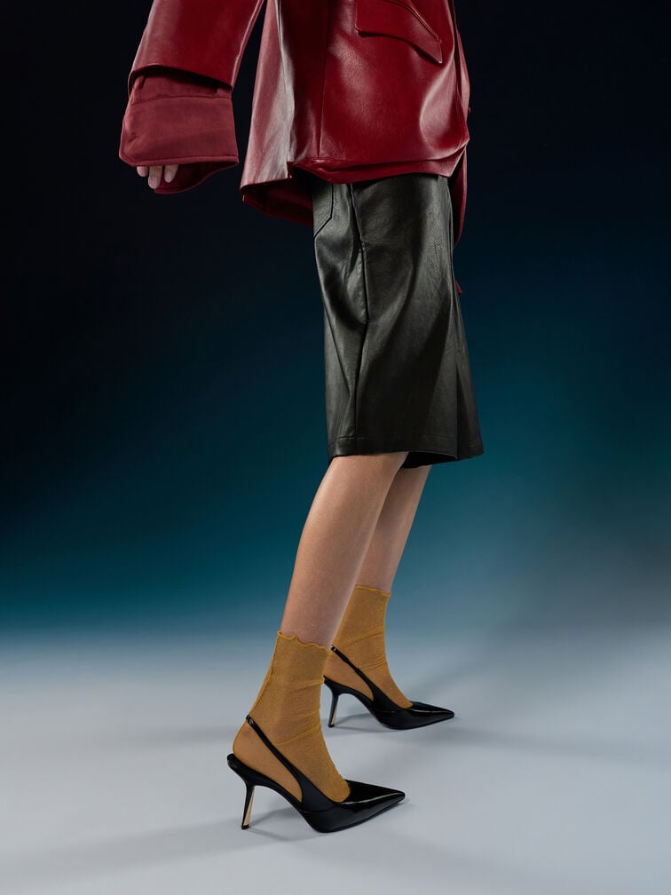 Gi&agrave;y sandals cao g&oacute;t Taylen, Đen b&oacute;ng nh&aacute;m, hi-res