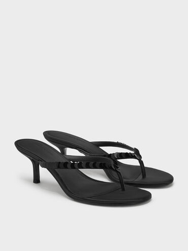 Gi&agrave;y mules cao g&oacute;t Briella Sequinned, Đen họa tiết, hi-res