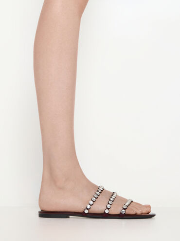 D&eacute;p quai ngang Faux Suede Crystal-Embellished, Đỏ burgundy, hi-res