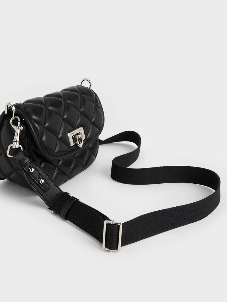 Cressida Quilted Crossbody Bag, Black, hi-res