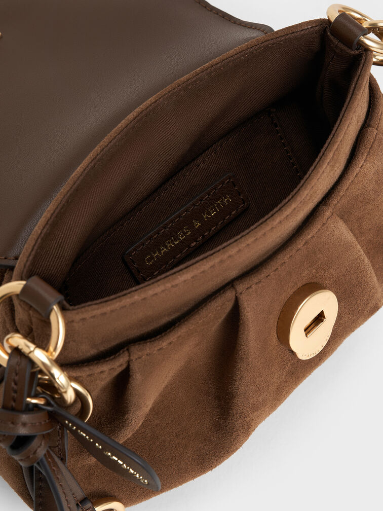 Britton Ruched Saddle Bag, Mocha Brown, hi-res