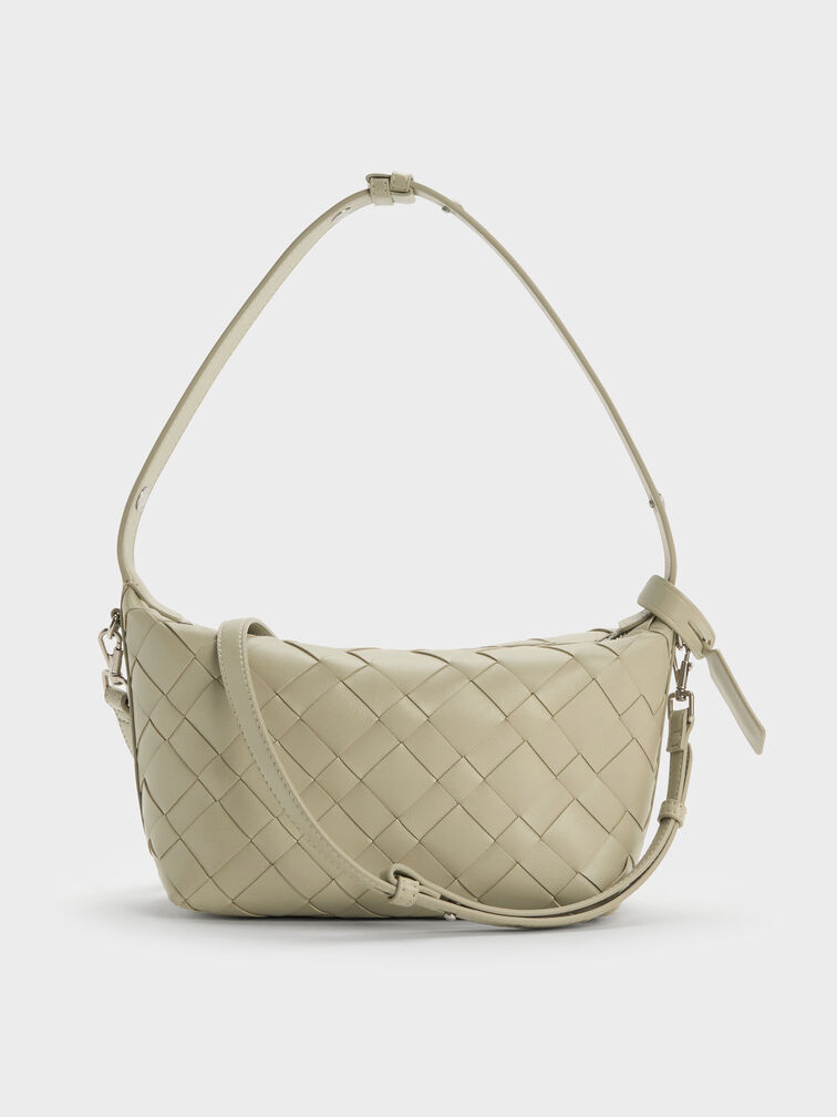 T&uacute;i đeo vai phom chữ nhật Ivette Woven, Pale Olive, hi-res