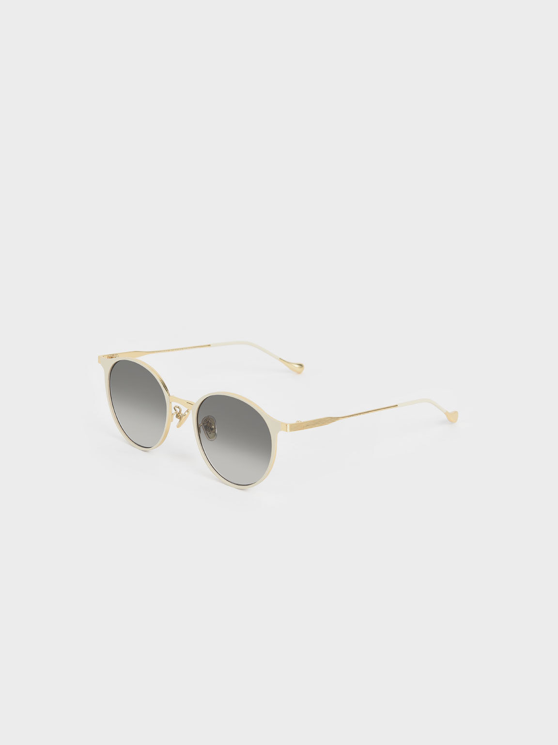 Tinted Round Sunglasses, Cream, hi-res