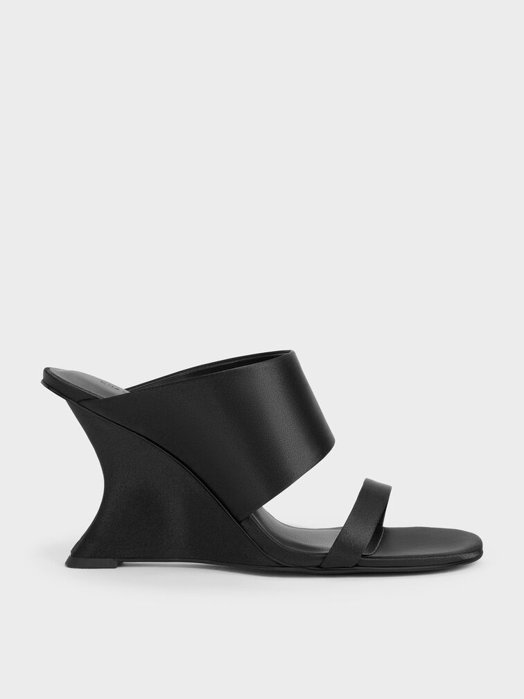 Gi&agrave;y mules đế xuồng quai ngang, Đen họa tiết, hi-res