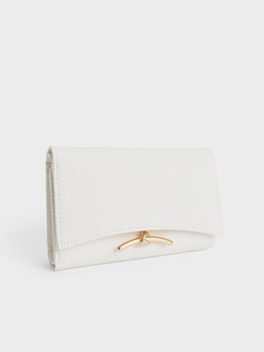 Huxley Metallic-Knot Wallet, White, hi-res