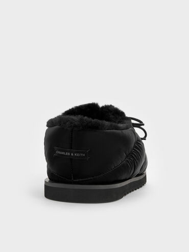 Giày mules mũi tròn Egan Nylon Puffy, Đen họa tiết, hi-res