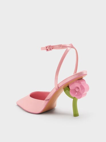 Gi&agrave;y sandals cao g&oacute;t Pointed Flower-Heel, Hồng, hi-res