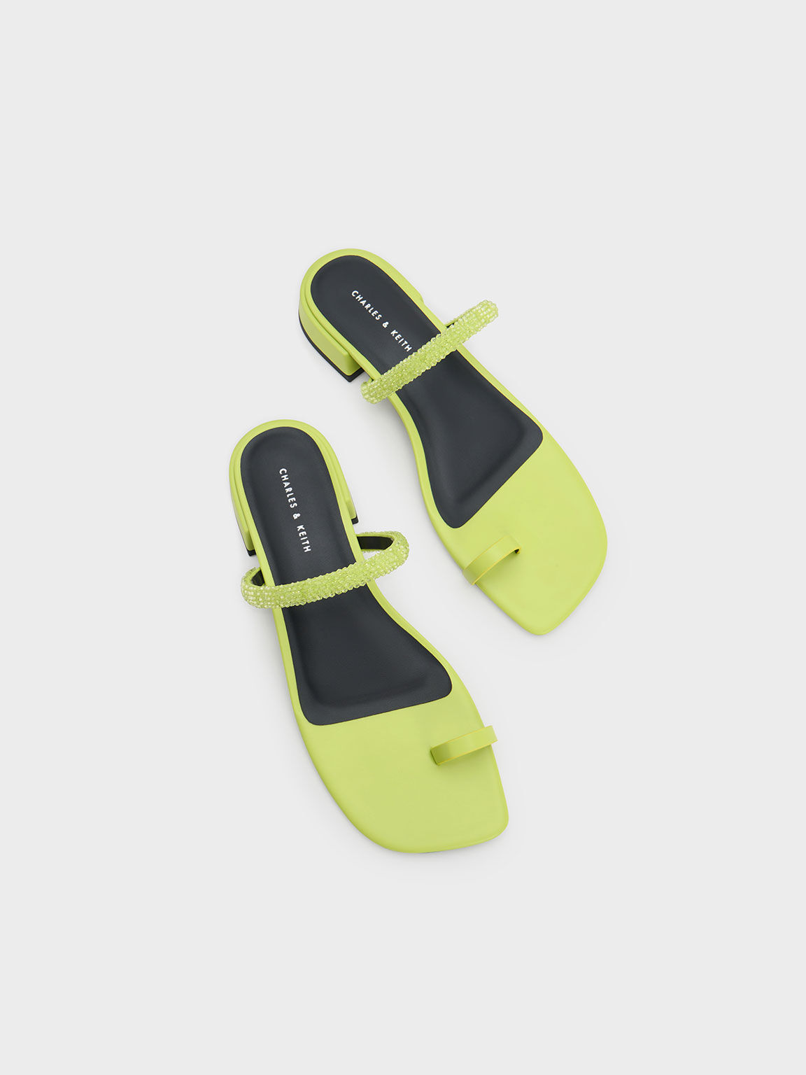 Beaded Toe-Ring Sandals, Lime, hi-res