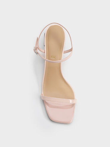 Emmaline Patent Leather Crystal Sandals, Pink, hi-res